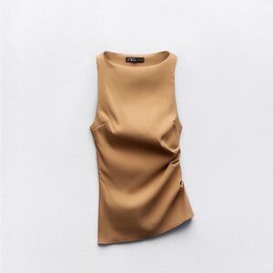Zara Tan Sculpted Sleeveless Top